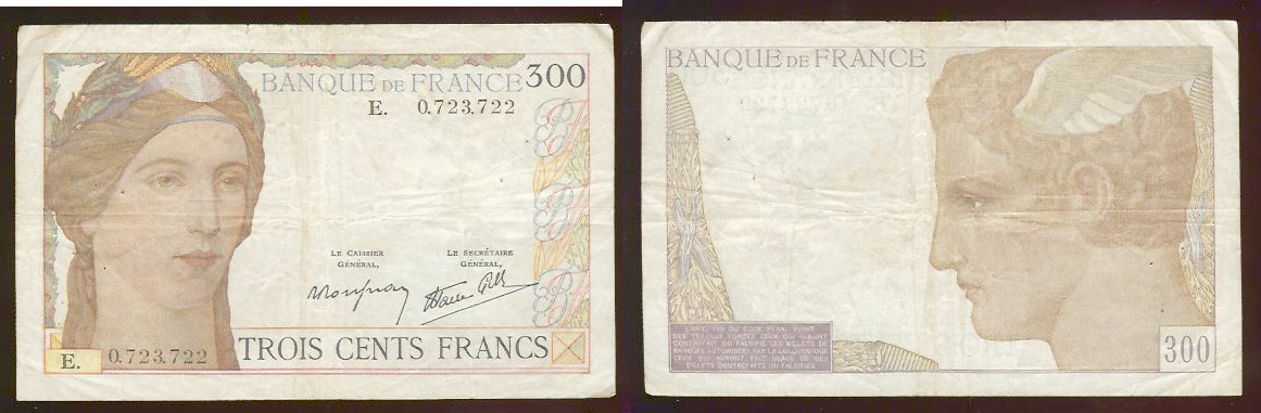 300 Francs FRANCE 1938 TB+
